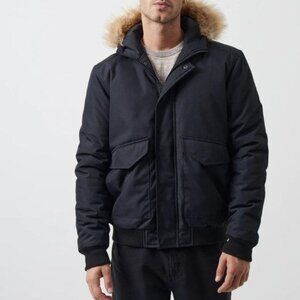 French Connection FCUK Fur Trim Short Parker Coat Puffer Snow
